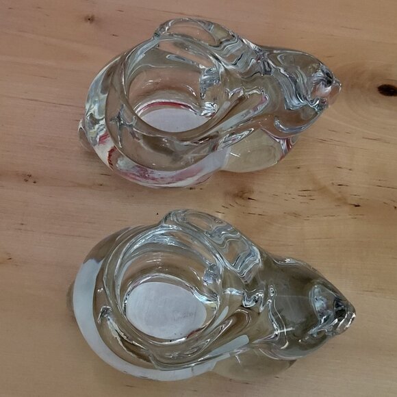 Clear Indiana Glass Rabbit Bunny Votive Candle Holder Set of 2 - Picture 6 of 15